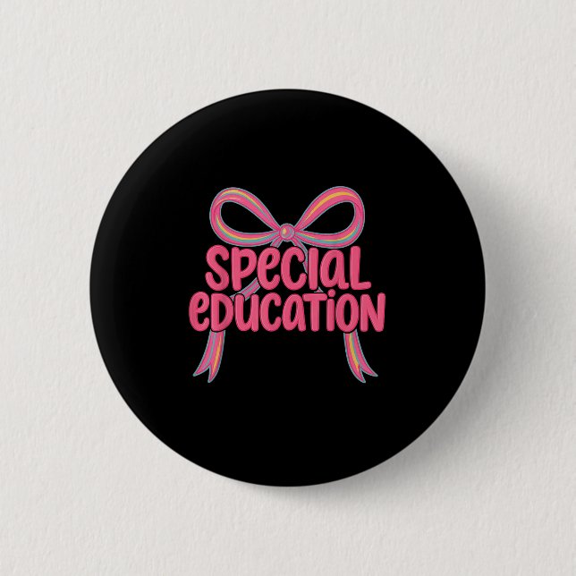 Special Education Rainbow Bow Suprt Team Sped Teac 6 Cm Round Badge (Front)