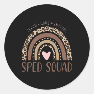 Special Education Sped Sped Squad Leopard Rainbow Classic Round Sticker