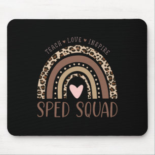 Special Education Sped Sped Squad Leopard Rainbow Mouse Mat