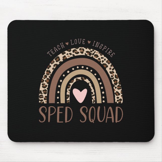 Special Education Sped Sped Squad Leopard Rainbow  Mouse Mat (Front)