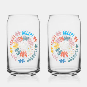 Special Education SPED Teacher Autism Sunflower Can Glass
