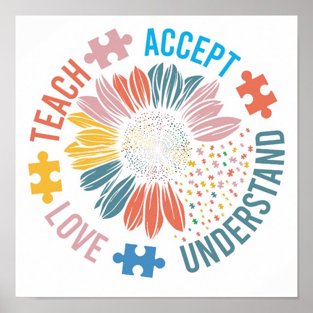 Special Education SPED Teacher Autism Sunflower Poster (Front)