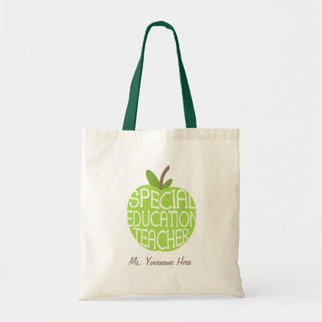 Special Education Teacher Green Apple Bag (Front)