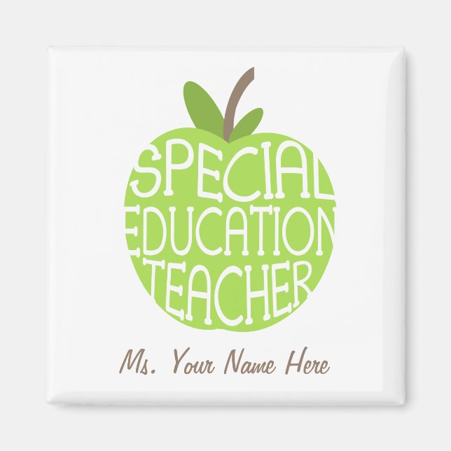 Special Education Teacher Green Apple Magnet (Front)