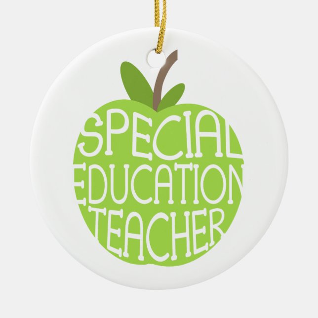 Special Education Teacher Green Apple Ornament (Front)