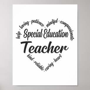 Special Education Teacher Heart Word Cloud Poster