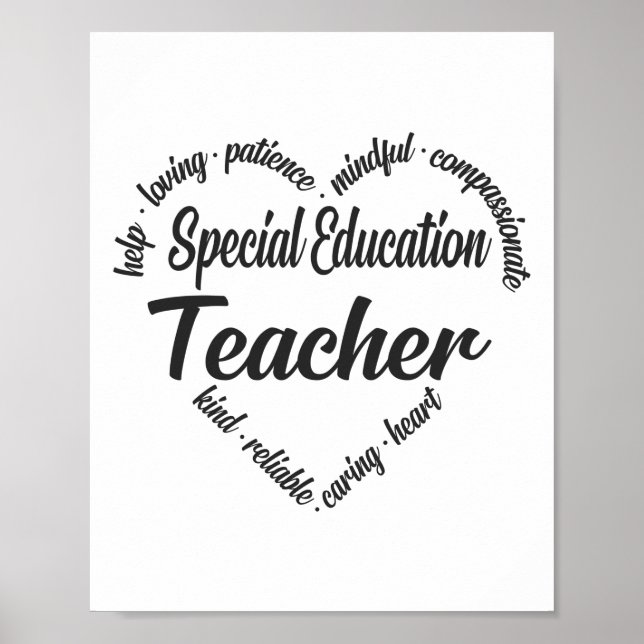 Special Education Teacher Heart Word Cloud Poster (Front)