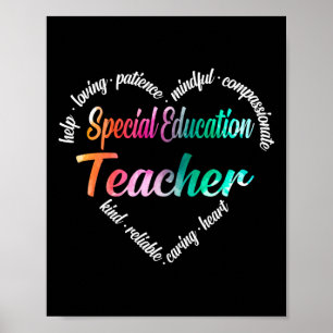 Special Education Teacher Heart Word Cloud Poster
