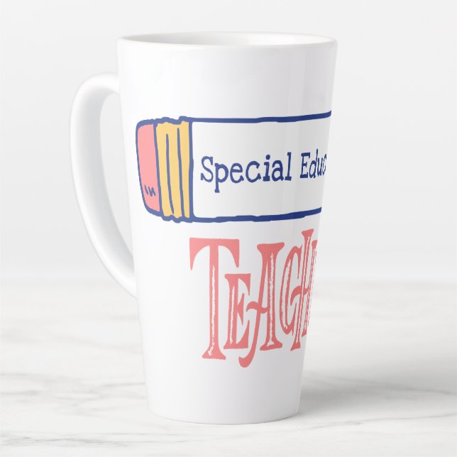 Special Education Teacher Pencil Design Latte Mug (Left Angle)