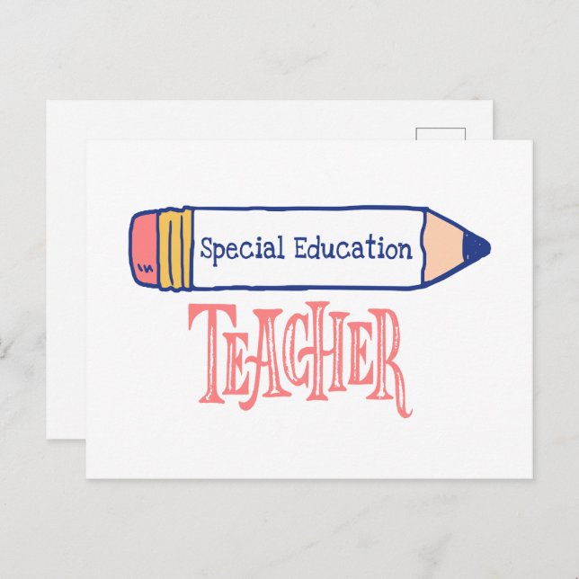 Special Education Teacher Pencil Design Postcard (Front/Back)
