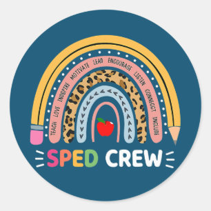 Special Education Teacher Sped Crew Boho Rainbow  Classic Round Sticker