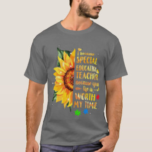 Special Education Teacher Sunflower Autism Awarene T-Shirt