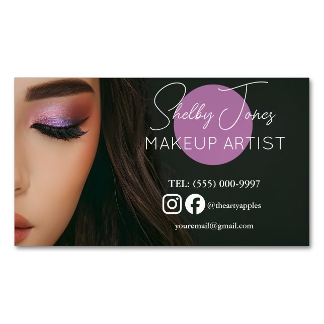 special effect costume Makeup Artist MUA photo Magnetic Business Card (Front)