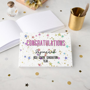 Special Event Colourful Stars on White Background Guest Book