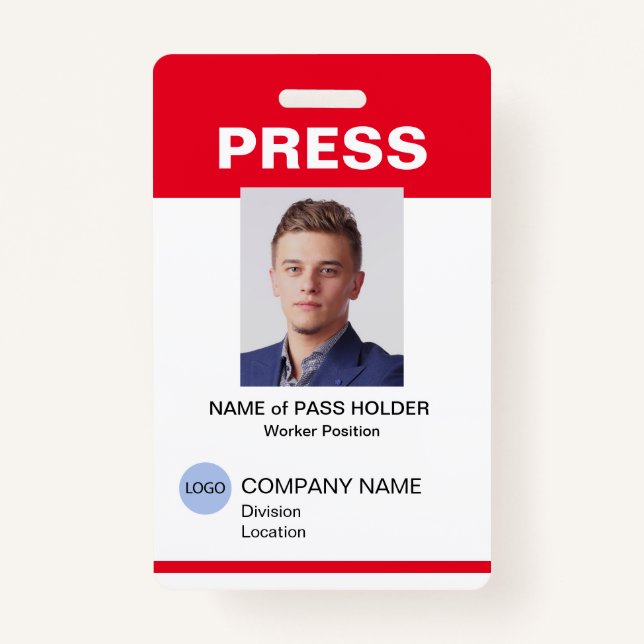 Special Event Guest Press Employee I.D. Badge ID Badge (Front)