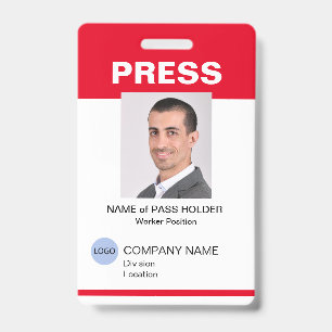 Special Event Guest Press Employee I.D. Badge ID Badge