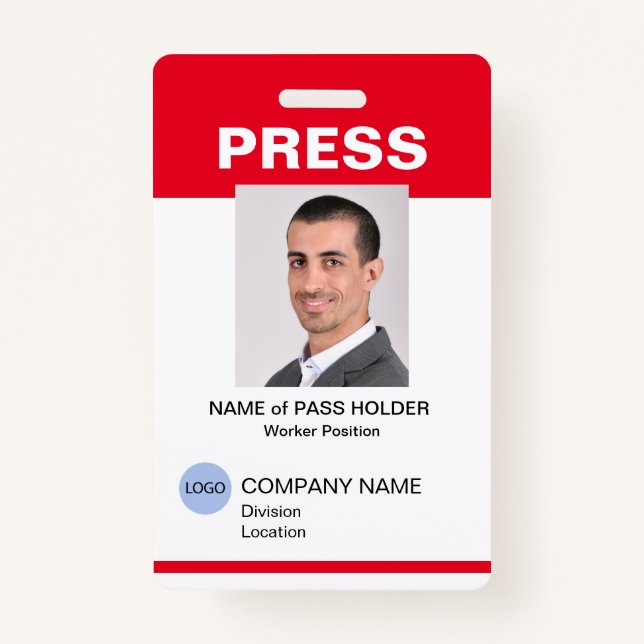 Special Event Guest Press Employee I.D. Badge ID Badge (Front)