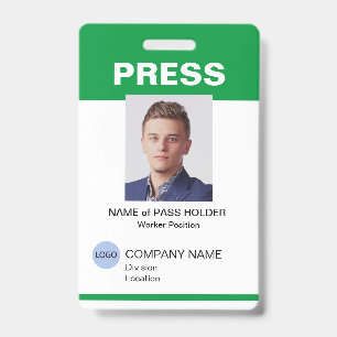 Special Event Guest Press Employee I.D. Badge ID Badge