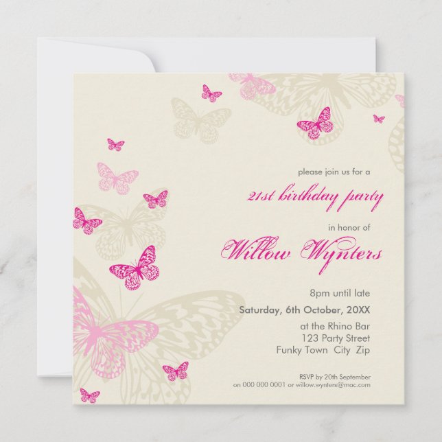 SPECIAL EVENT INVITES :: butterflies 4SQ (Front)