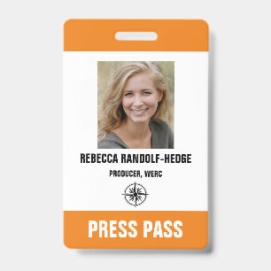 SPECIAL EVENT PRESS PASS - Coloured Bars Photo I.D ID Badge