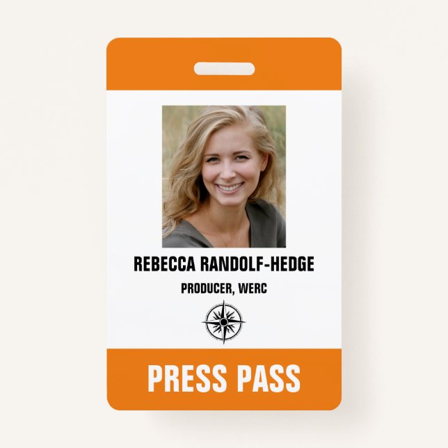 SPECIAL EVENT PRESS PASS - Coloured Bars Photo I.D ID Badge (Front)