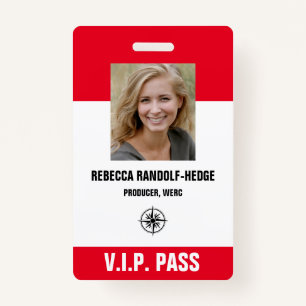 SPECIAL EVENT V.I.P. PASS - Photo I.D. ID Badge