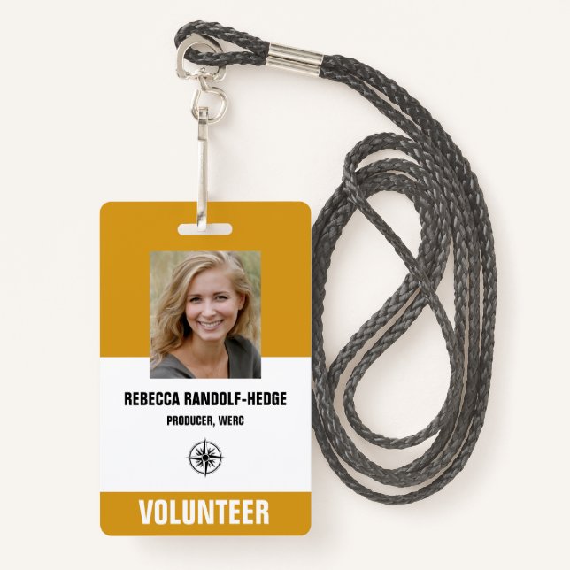 SPECIAL EVENT VOLUNTEER PASS - Photo I.D. ID Badge (Front with Lanyard)
