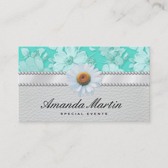 Special Events Classic Green Floral Business Card (Front)