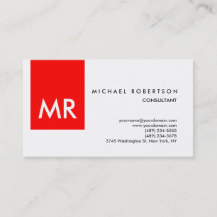 Special exclusive monogram red white business card
