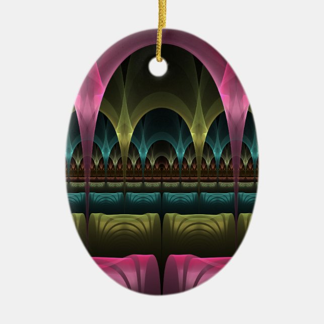 Special Fantasy Pattern Abstract Colourful Fractal Ceramic Tree Decoration (Front)