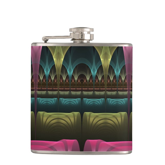 Special Fantasy Pattern Abstract Colourful Fractal Hip Flask (Front)