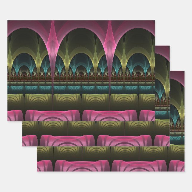 Special Fantasy Pattern Abstract Colourful Fractal Wrapping Paper Sheet (Set)