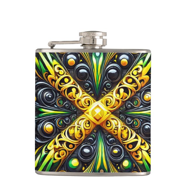 Special flask with Jamaican Colours Design (Front)