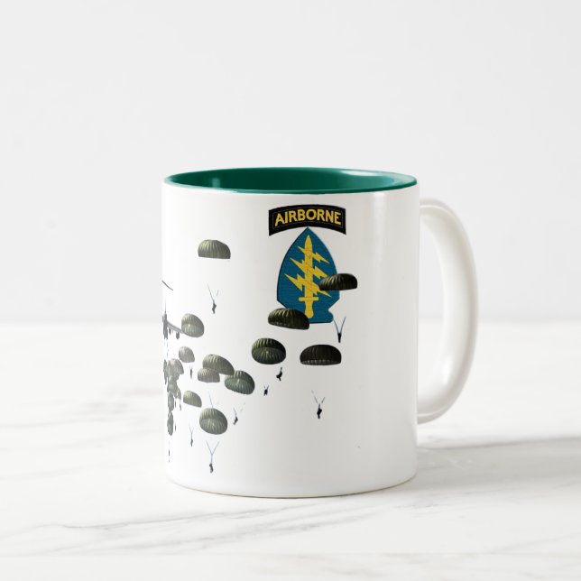 Special Forces Airborne Jumping Paratroopers Two-Tone Coffee Mug (Front Right)