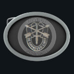Special Forces GB Oval Belt Buckle<br><div class="desc">Special Forces unit insignia with Green Berets above</div>