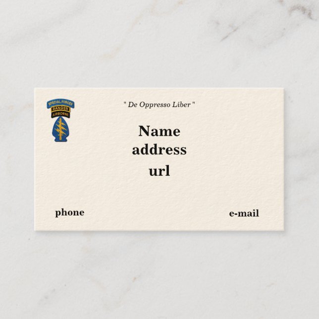 Special Forces Green Berets Rangers SFG SF Patch Business Card (Front)