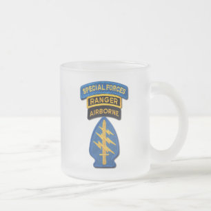 Special Forces Green Berets Rangers SFG SF Patch Frosted Glass Coffee Mug