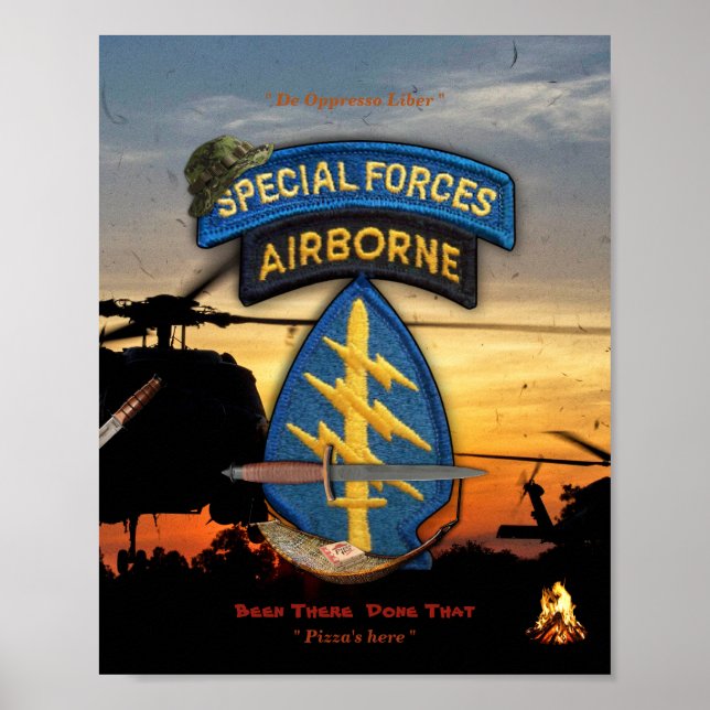 special forces green berets sf lrrp lrrps recon poster (Front)