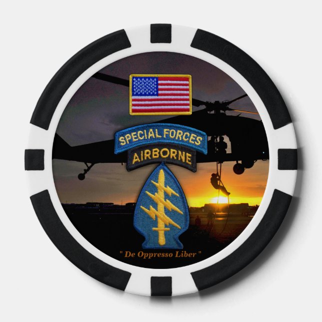 special forces green berets sf sfg veterans vets poker chips (Front)