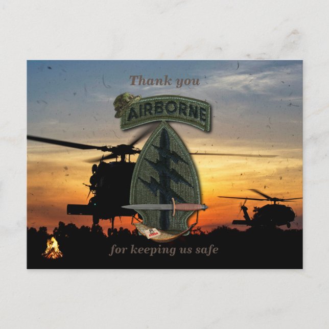 Special forces green berets veterans vets patch postcard (Front)