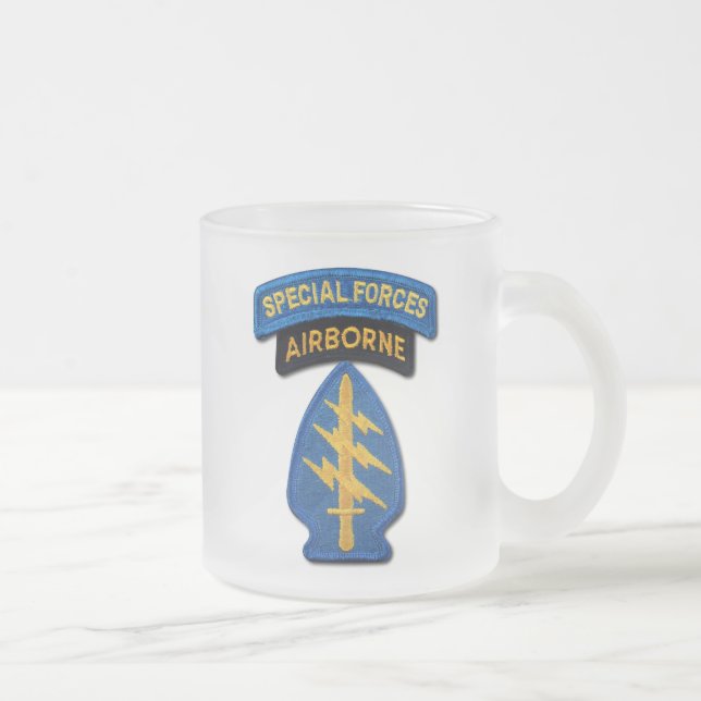 Special Forces Groups Green Berets SF SFG Frosted Glass Coffee Mug (Right)