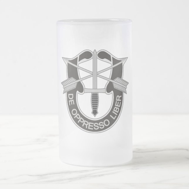 Special Forces SF De Oppresso Liber Frosted Glass Beer Mug (Center)