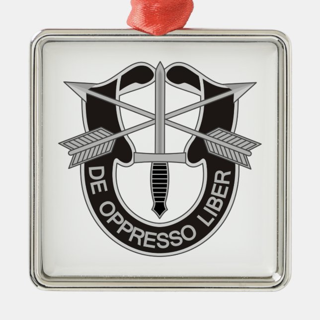 Special Forces SF De Oppresso Liber Metal Tree Decoration (Front)