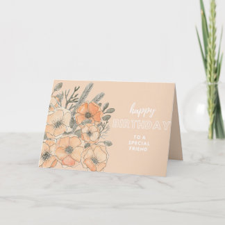 Special Friend Birthday card - watercolour flower