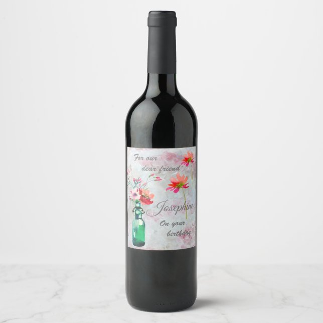Special Friend Birthday Party  Wine Label (Front)