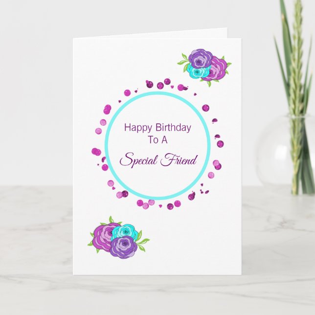 Special Friend Happy Birthday Floral Card (Front)