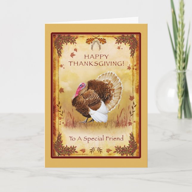 Special Friend Happy Thanksgiving Turkey Card (Front)