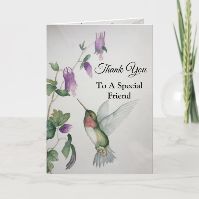 Special Friend Thank You Hummingbird Garden Card (Front)