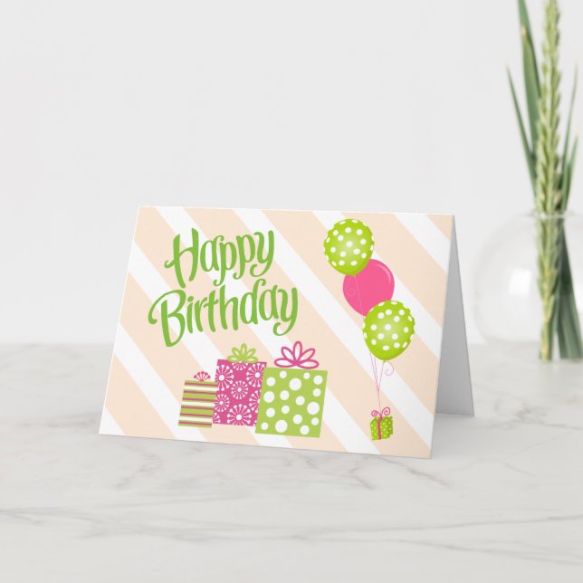 Special Girl's Pink and Green Birthday Card (Front)