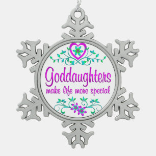 Special Goddaughter Snowflake Pewter Christmas Ornament